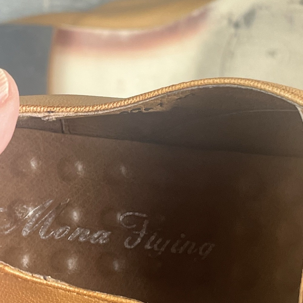 Mona Flying Classic Leather Oxford Shoes Womens 40 Brown Lace Up Cap Toe US 9 - Picture 7 of 9